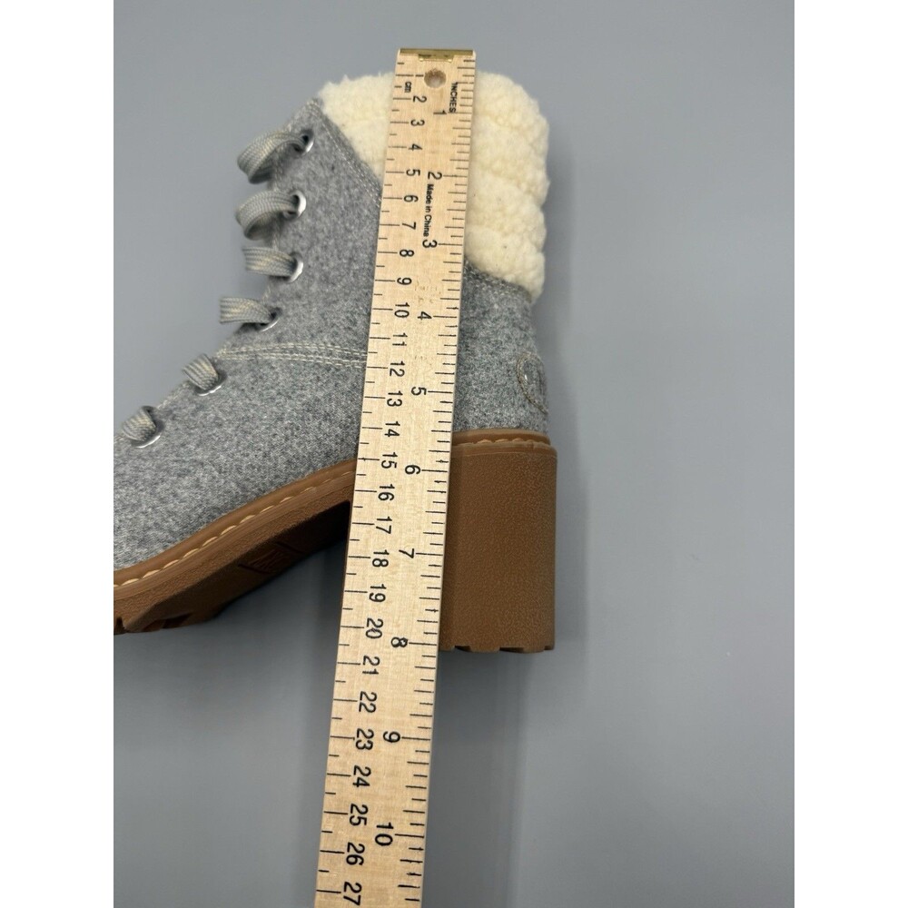 Roxy Women’s Gray Lace-Up Zip Ankle Boots Faux Shearling Lined Block Heel Size 8 - Picture 14 of 15